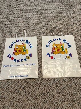 Build-A-Bear White Gift Bags with Colorful Logo - Set of 2. Y2K